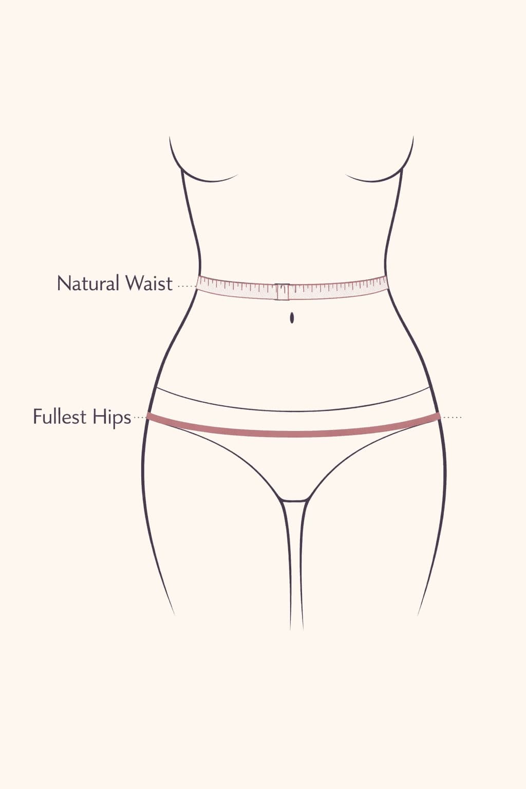 How to measure natural waist for panty size using a soft measuring tape at the narrowest part of the torso