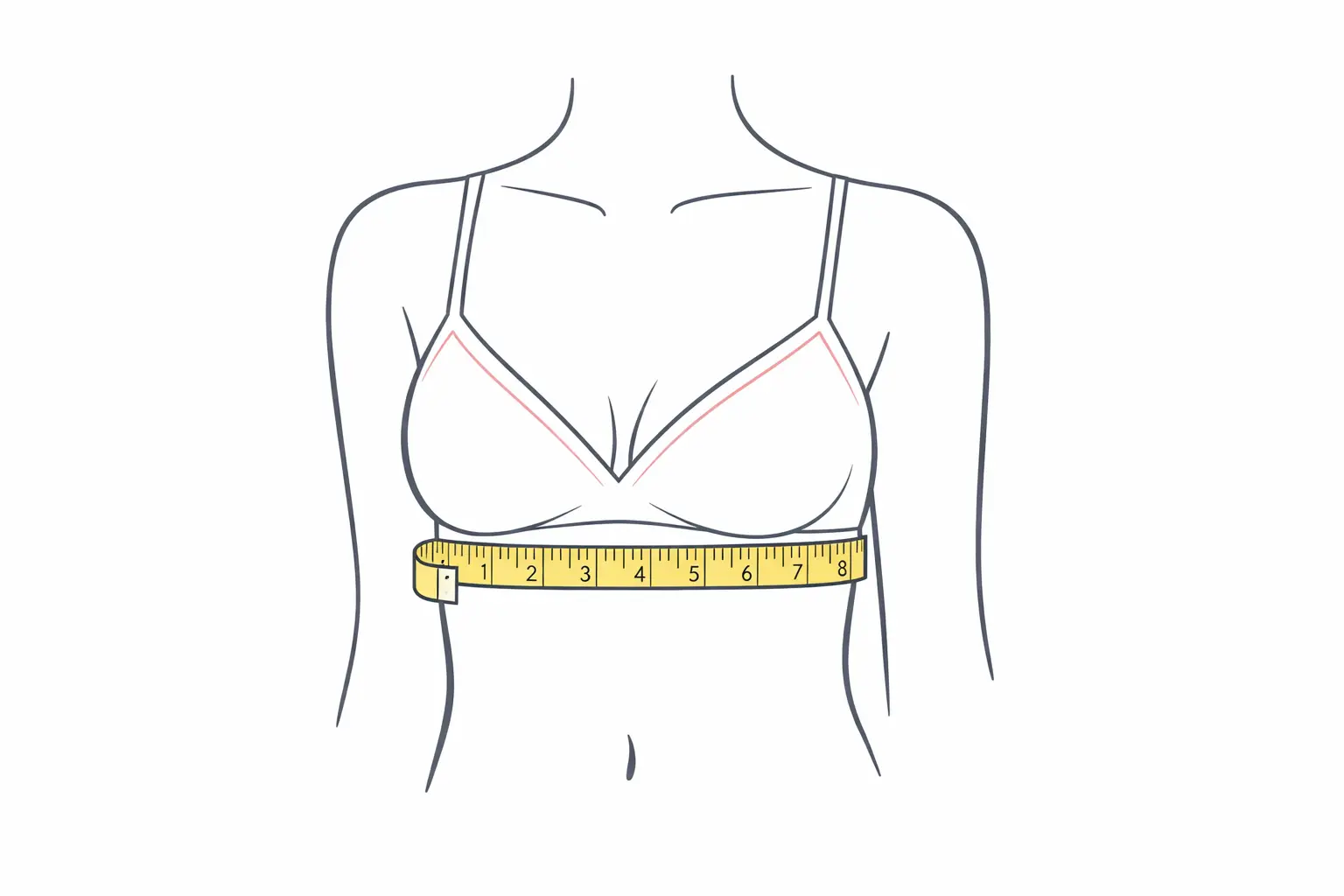 How to measure underbust for bra band size with measuring tape placed directly below the breast root
